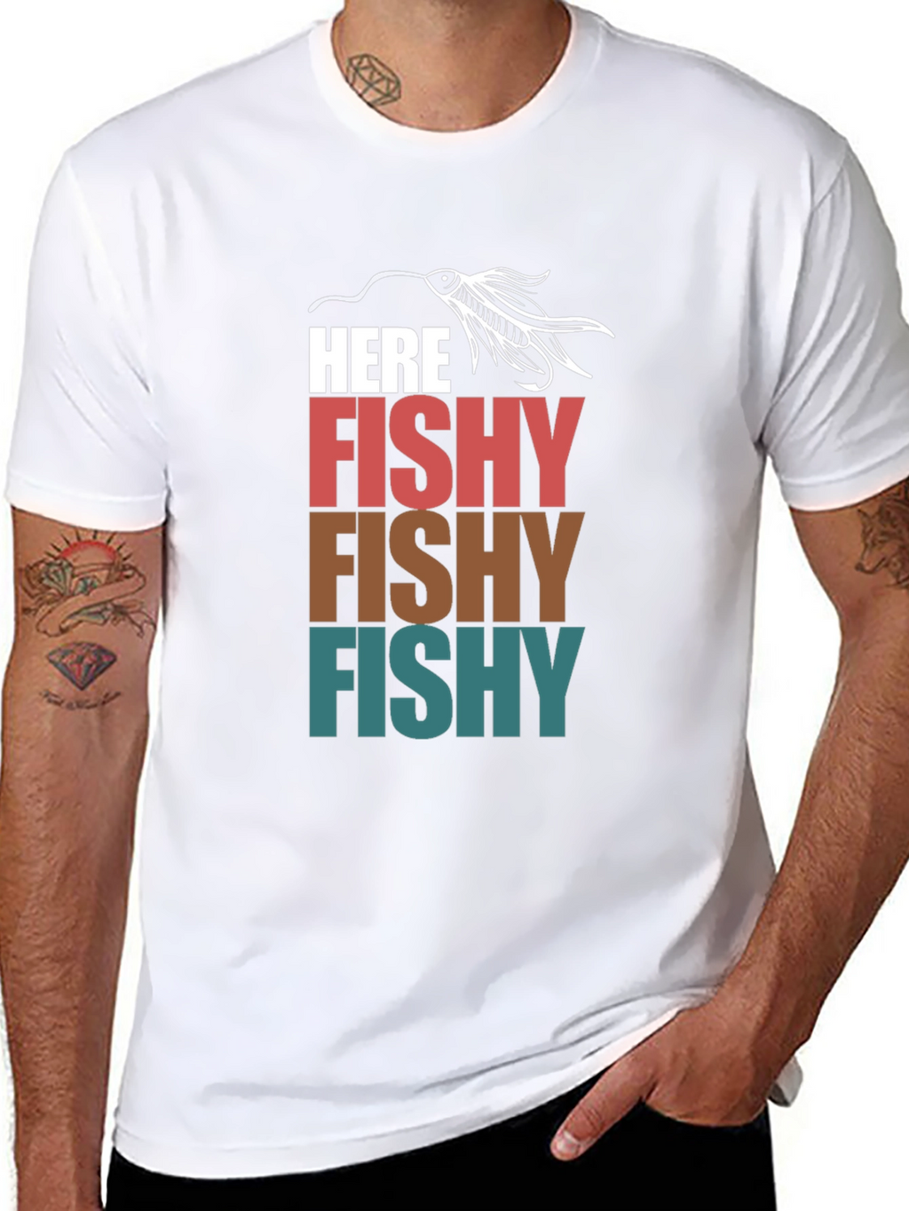 Here Fishy T-Shirt Fishing Lure Tee