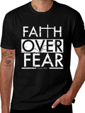 Faith Over Fear Graphic Print Black T-Shirt