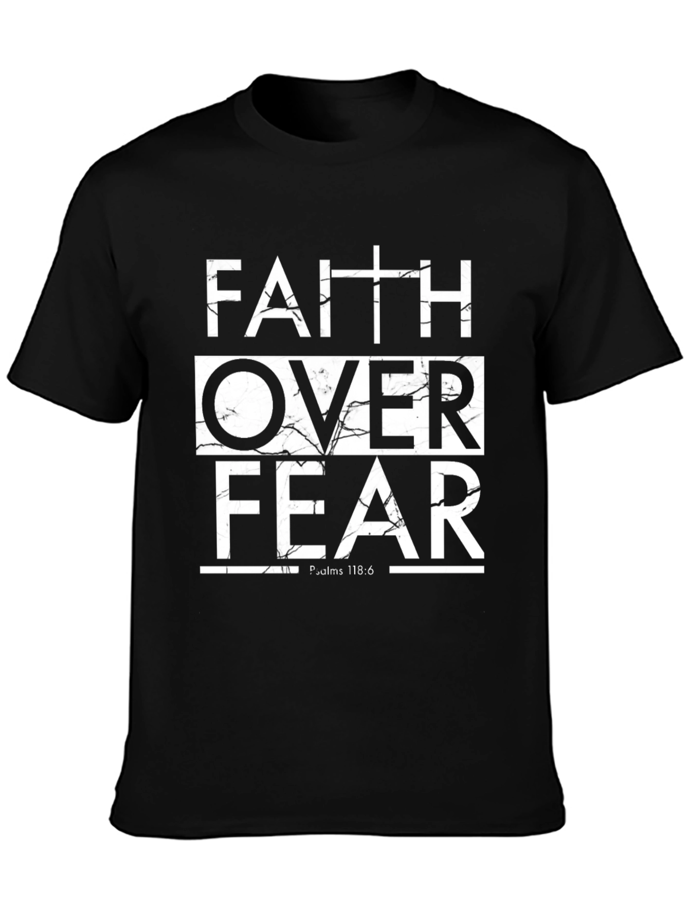 Faith Over Fear Graphic Print Black T-Shirt