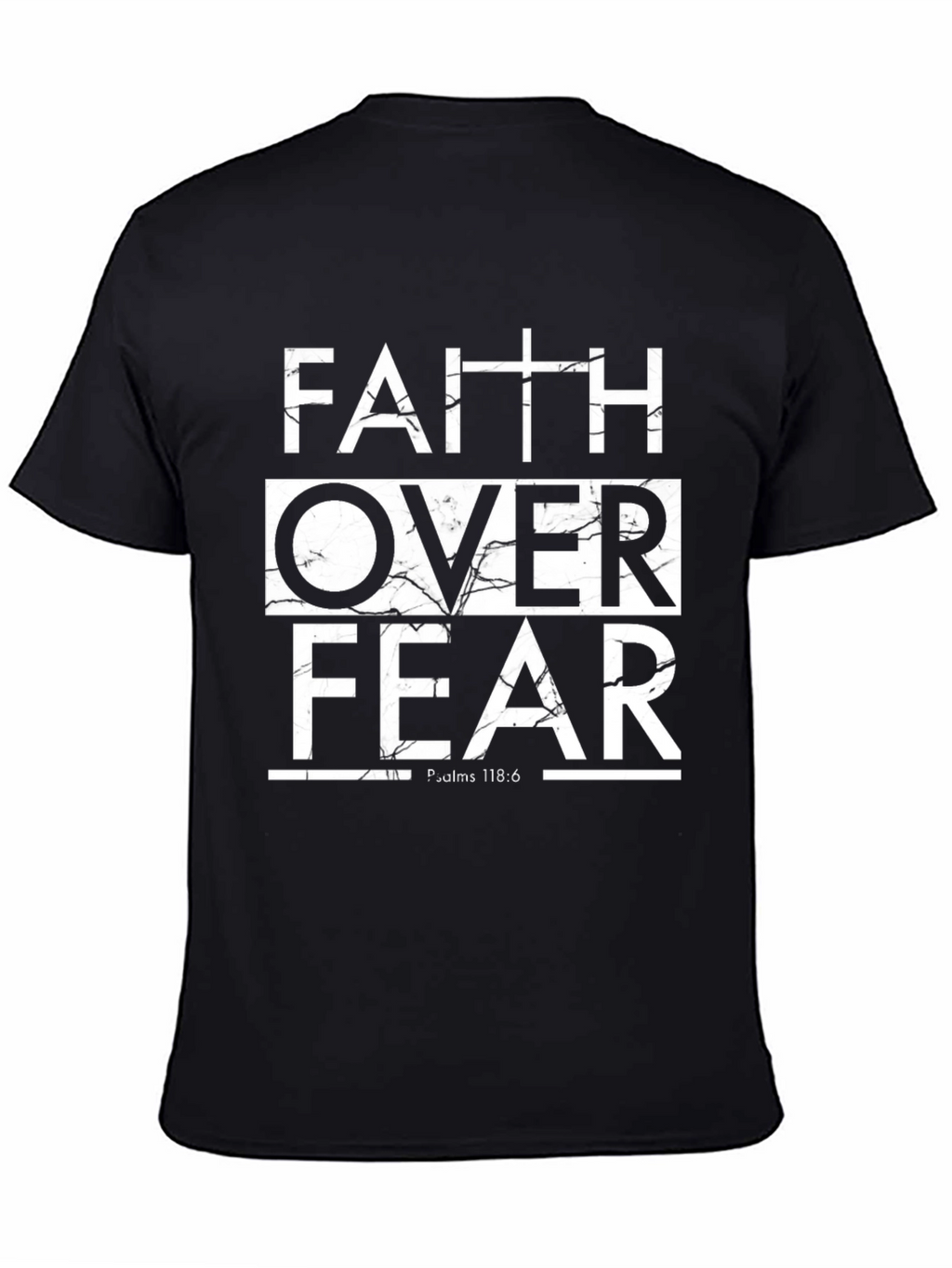 Faith Over Fear Graphic Print Black T-Shirt