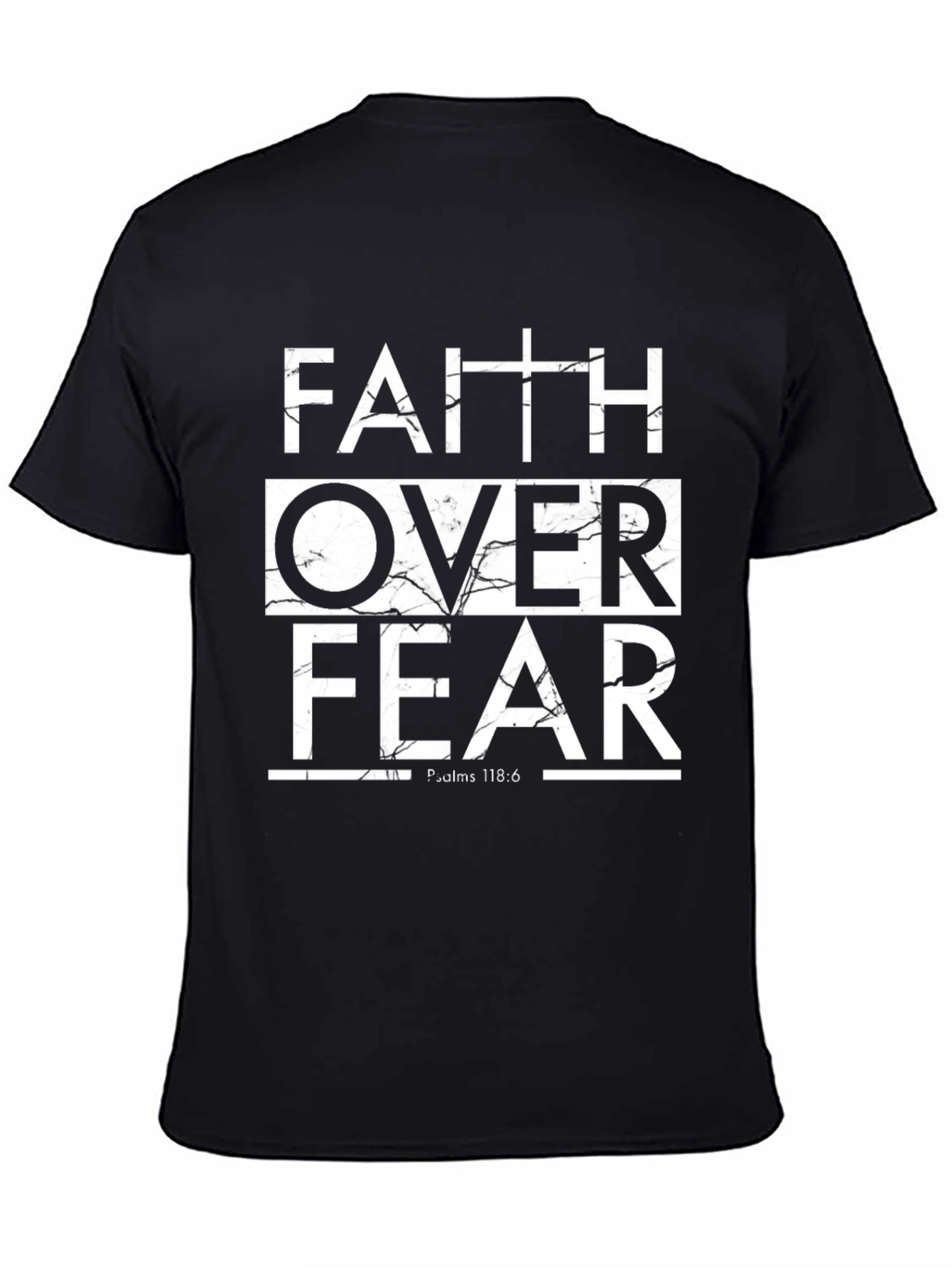 Faith Over Fear Graphic Print Black T-Shirt
