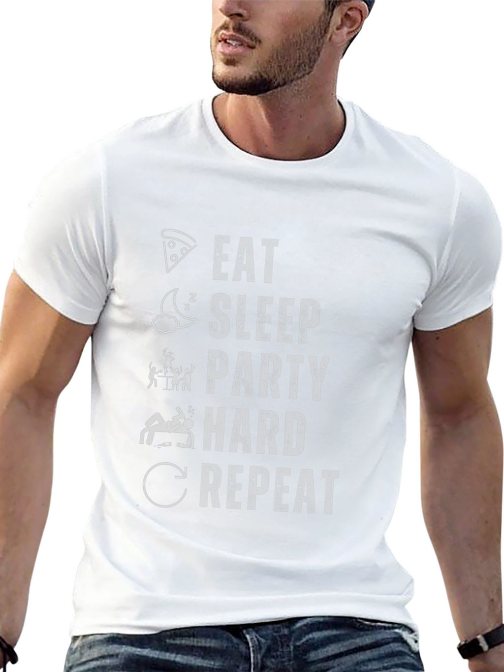 Eat Sleep Party Hard Repeat Funny Graphic T-Shirt