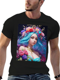Floral Goddess Graphic T-Shirt - Black