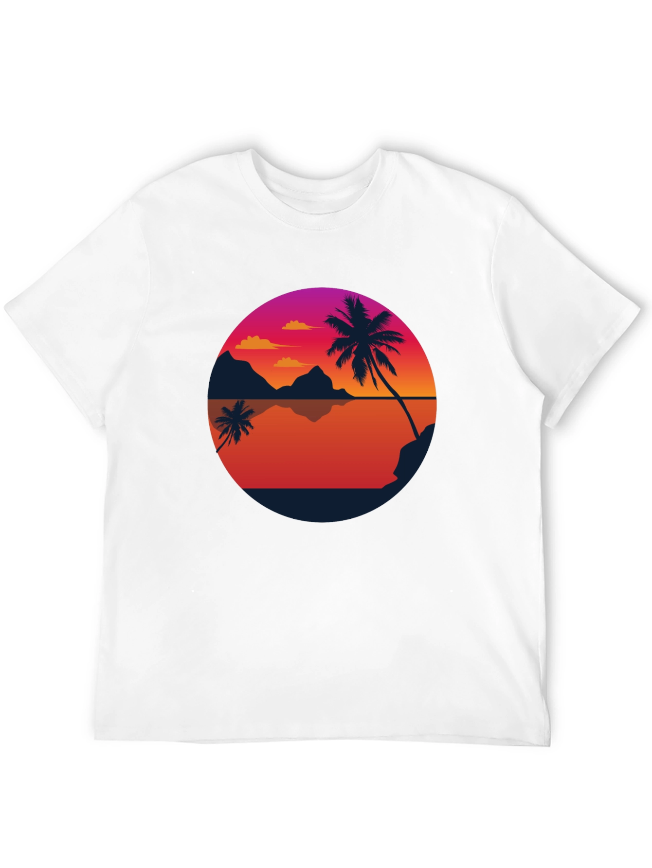 Sunset Palm Tee - Retro Beach Vibes