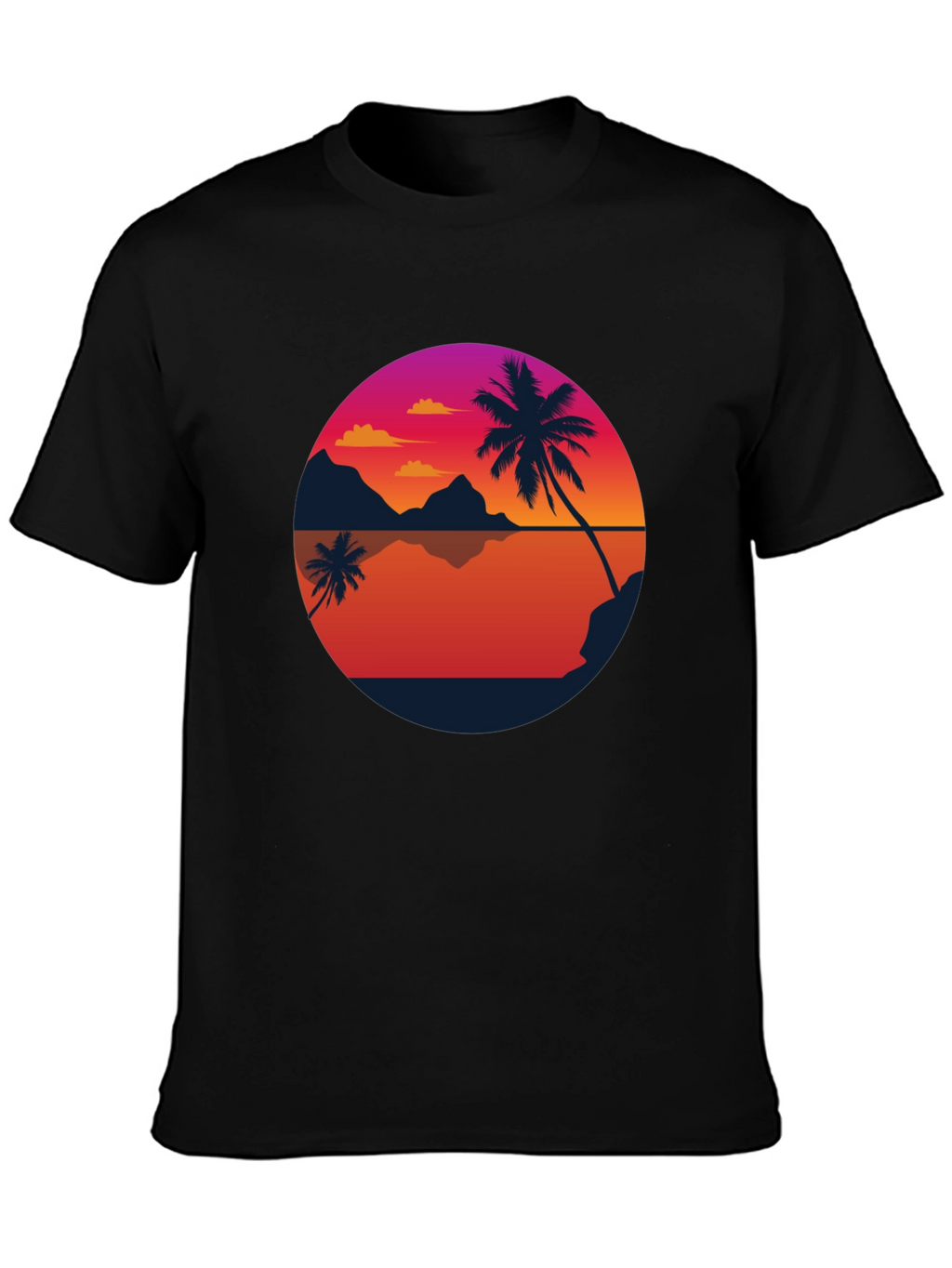Sunset Palm Tee - Retro Beach Vibes