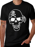 Pirate Skull Graphic T-Shirt - Black