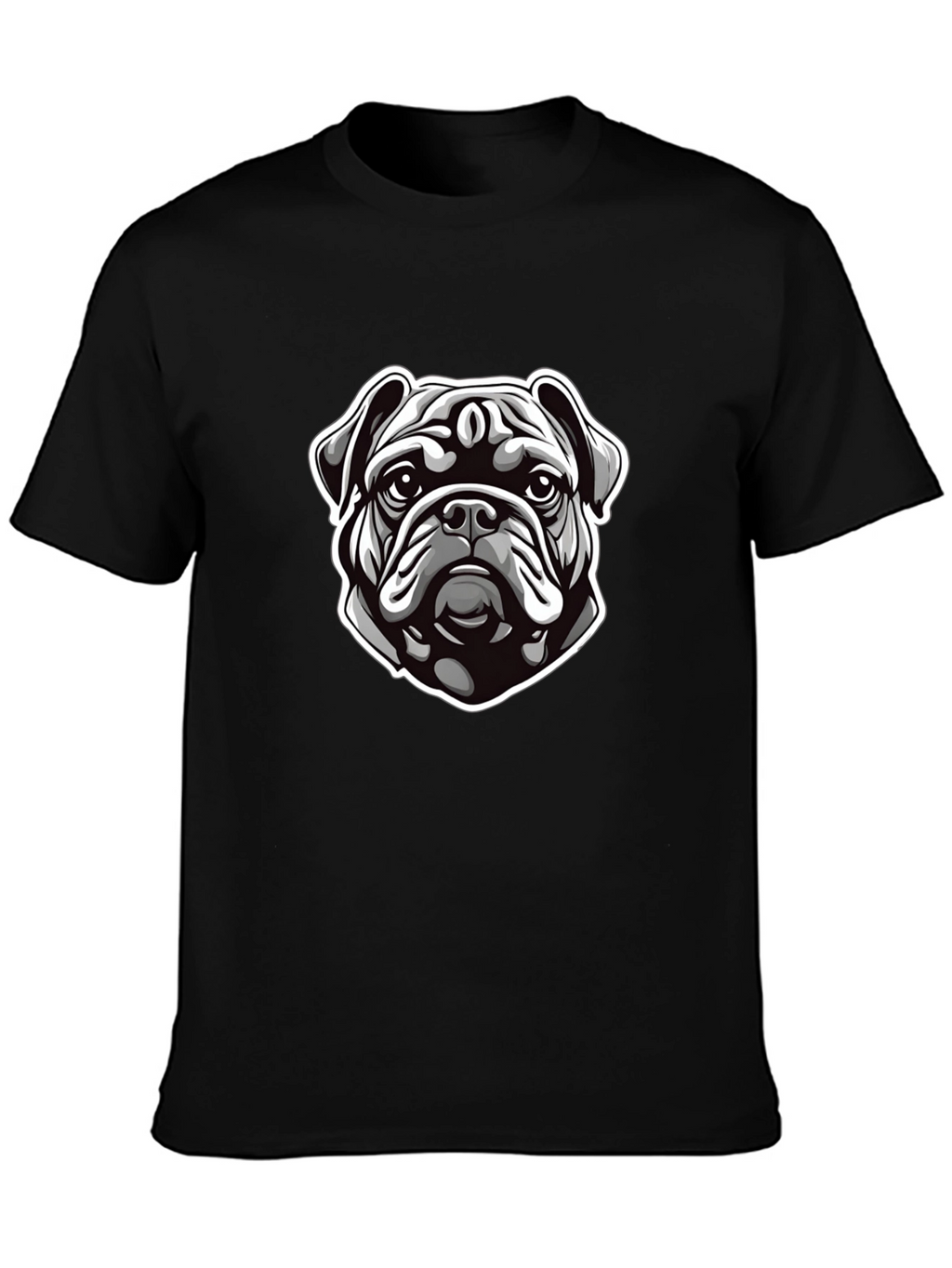 Cool Bulldog Graphic Print Black T-Shirt