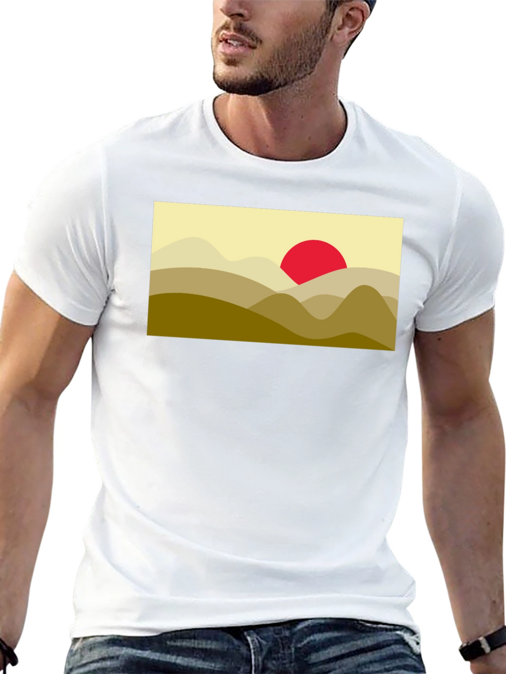 Mountain Sunset Graphic Tee - Soft Black Cotton Blend