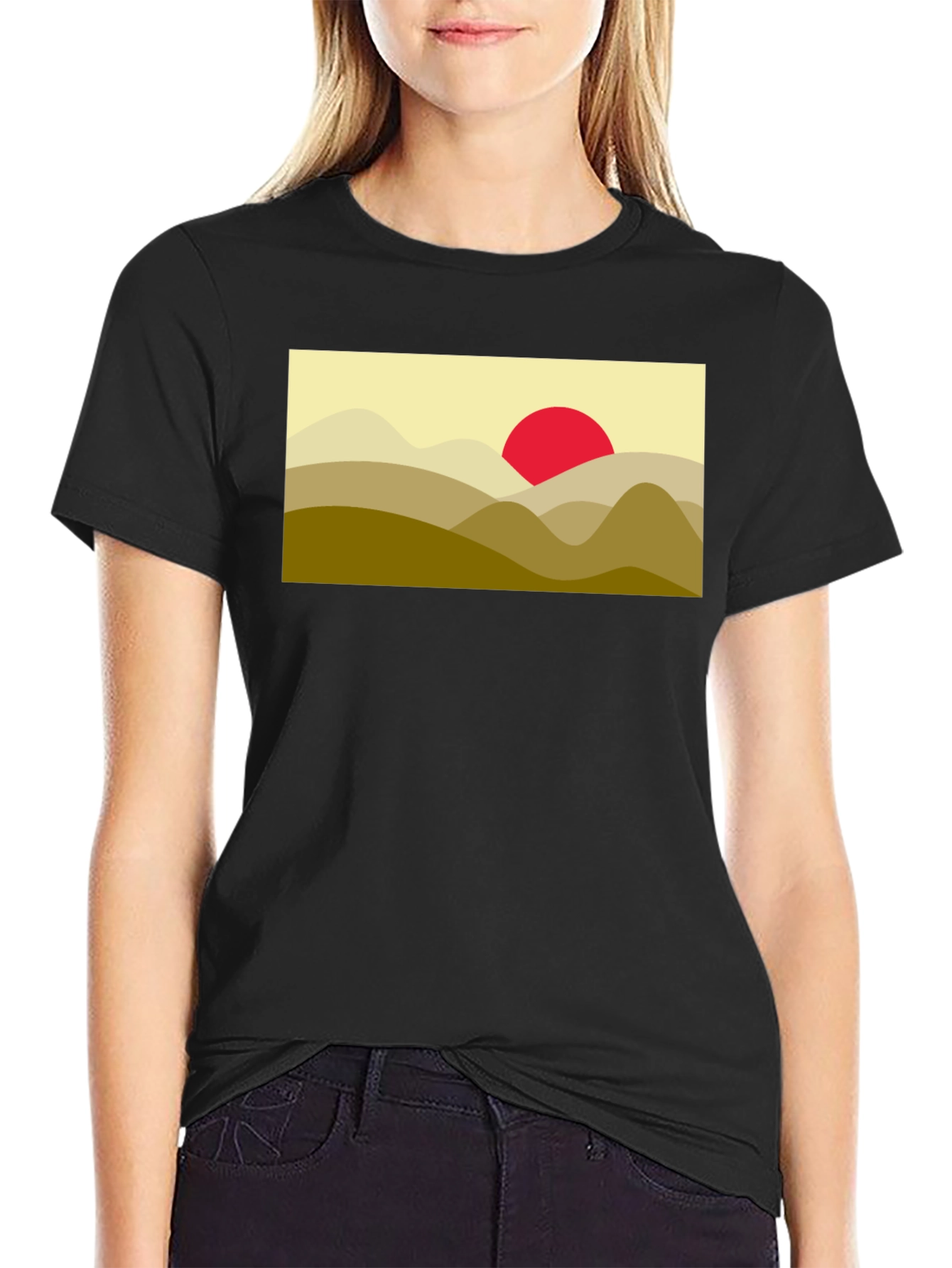 Mountain Sunset Graphic Tee - Soft Black Cotton Blend