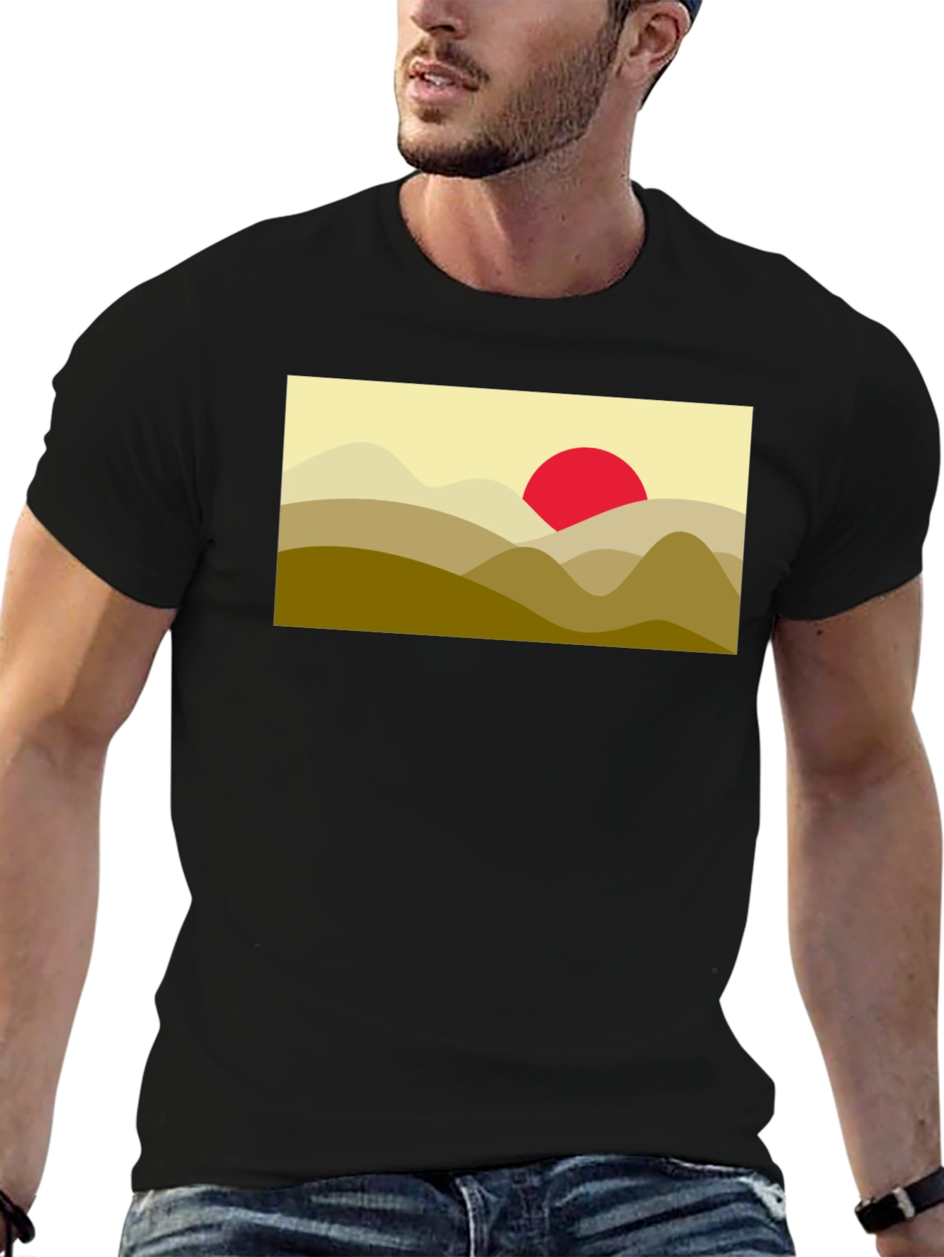 Mountain Sunset Graphic Tee - Soft Black Cotton Blend