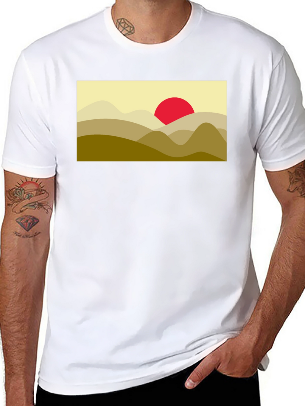 Mountain Sunset Graphic Tee - Soft Black Cotton Blend