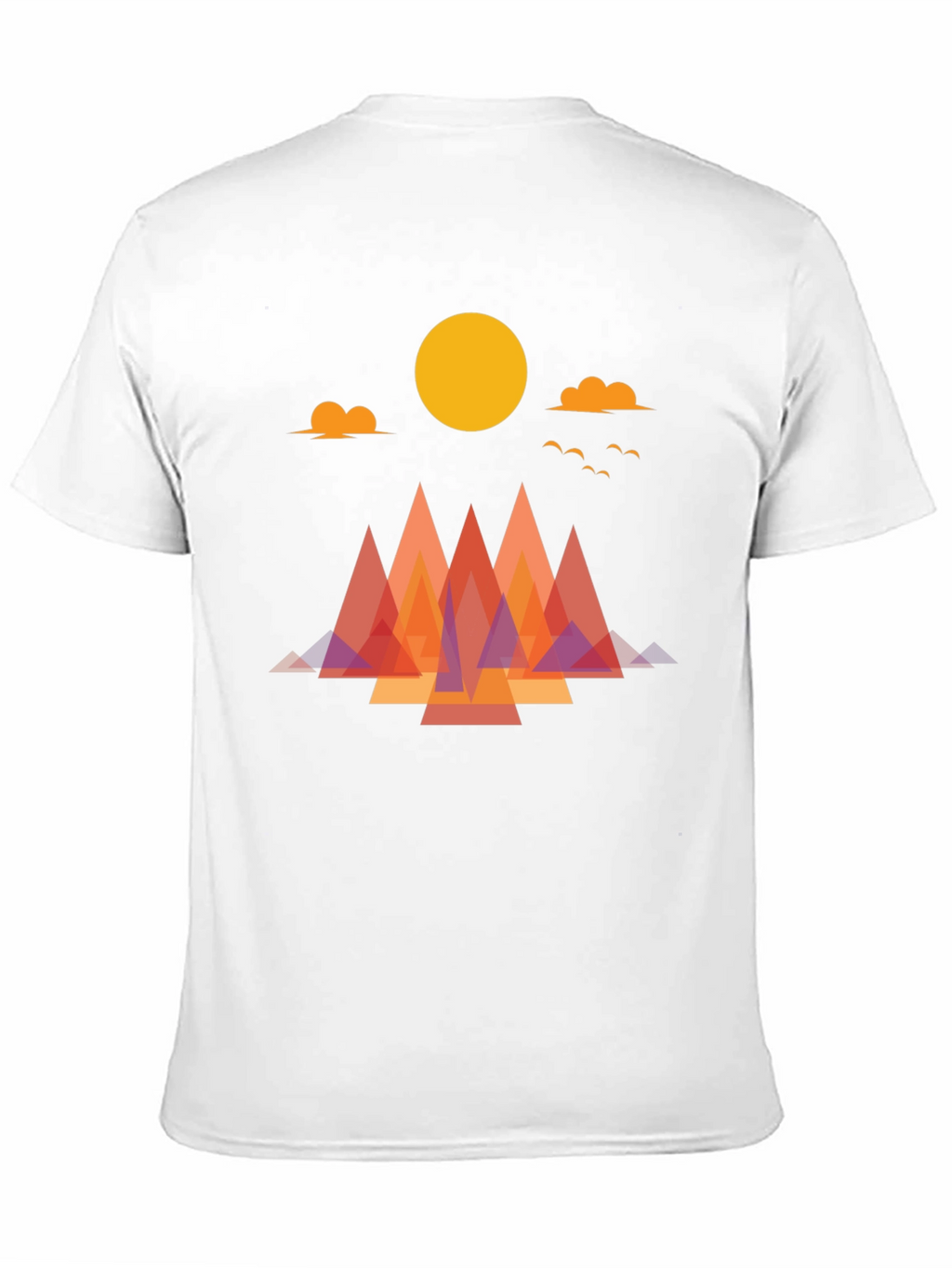 Geometric Mountain Sunrise Graphic Tee - Soft Cotton Blend