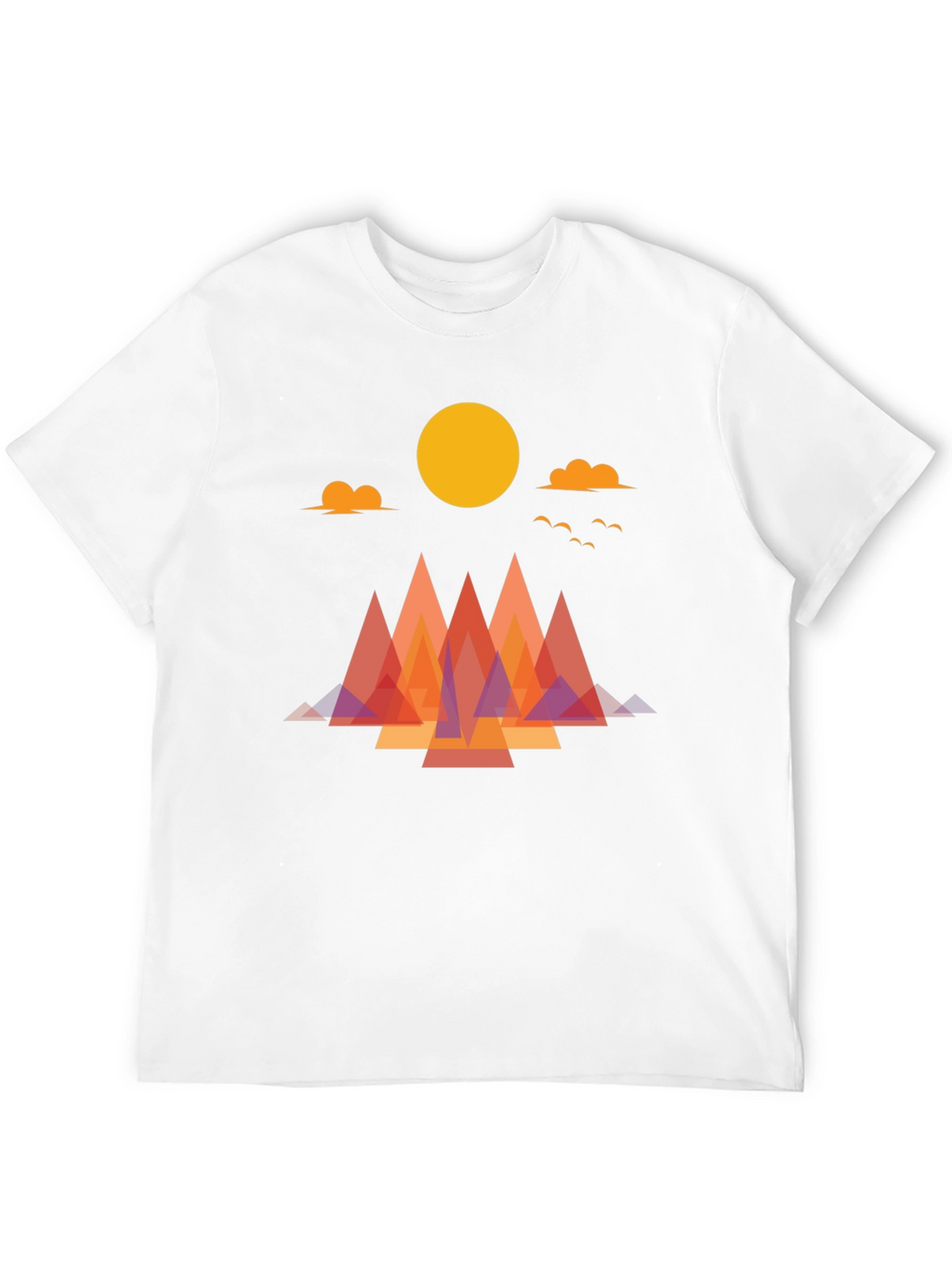 Geometric Mountain Sunrise Graphic Tee - Soft Cotton Blend
