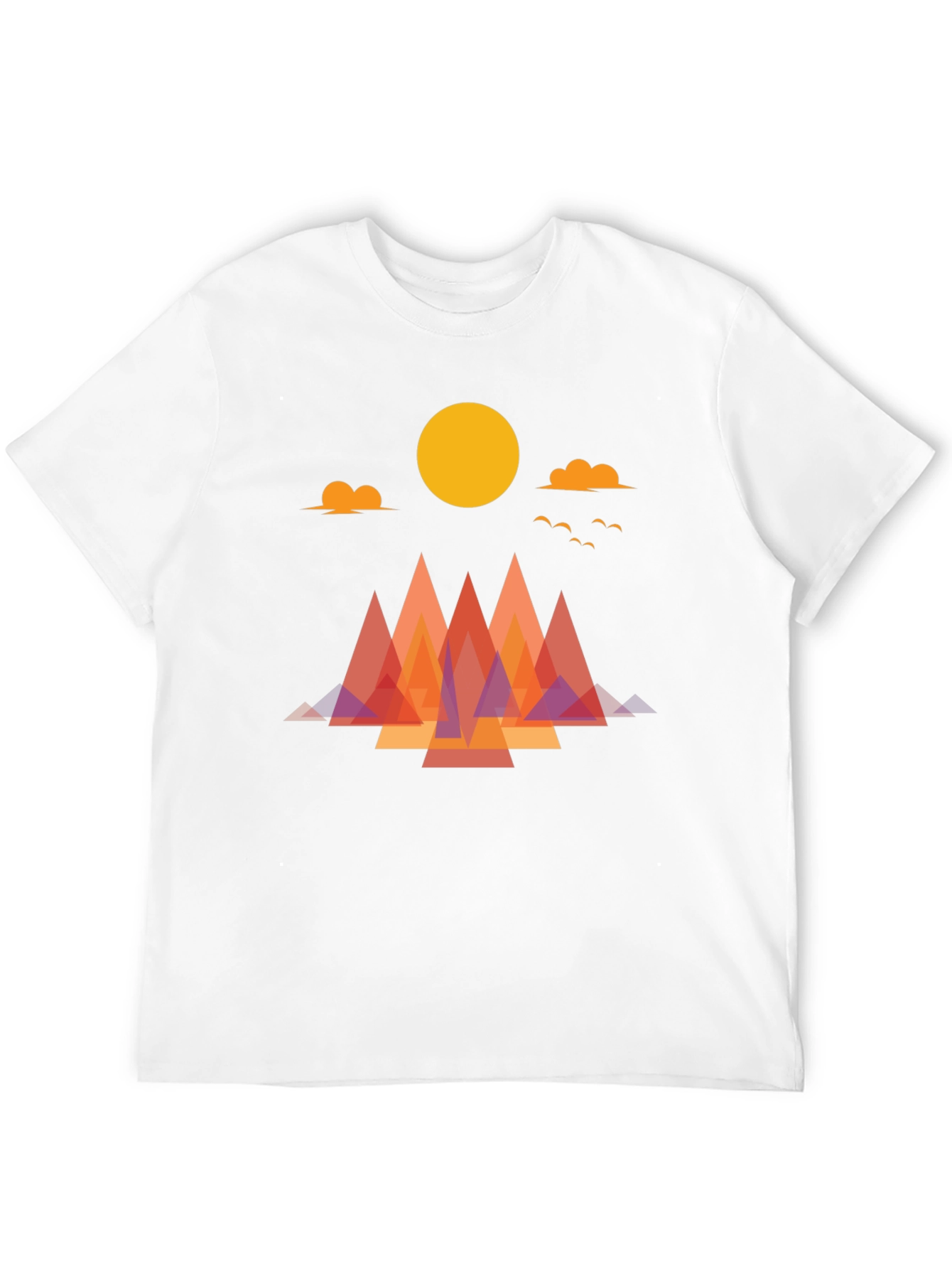 Geometric Mountain Sunrise Graphic Tee - Soft Cotton Blend