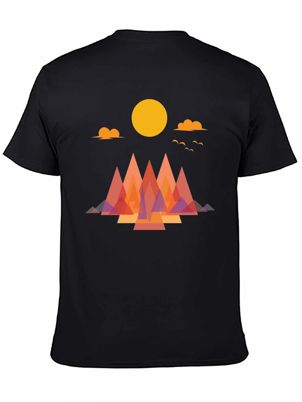 Geometric Mountain Sunrise Graphic Tee - Soft Cotton Blend