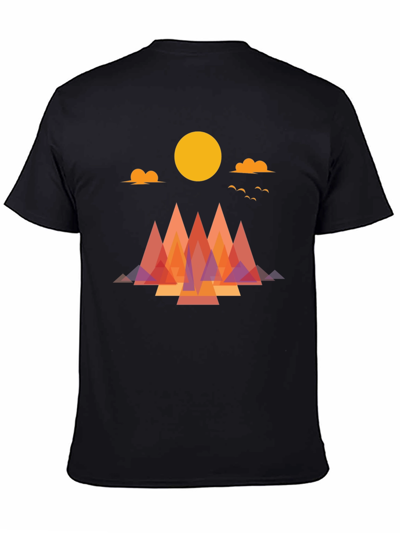 Geometric Mountain Sunrise Graphic Tee - Soft Cotton Blend