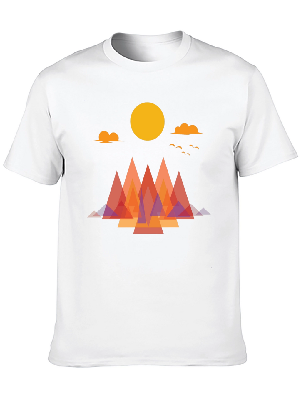 Geometric Mountain Sunrise Graphic Tee - Soft Cotton Blend