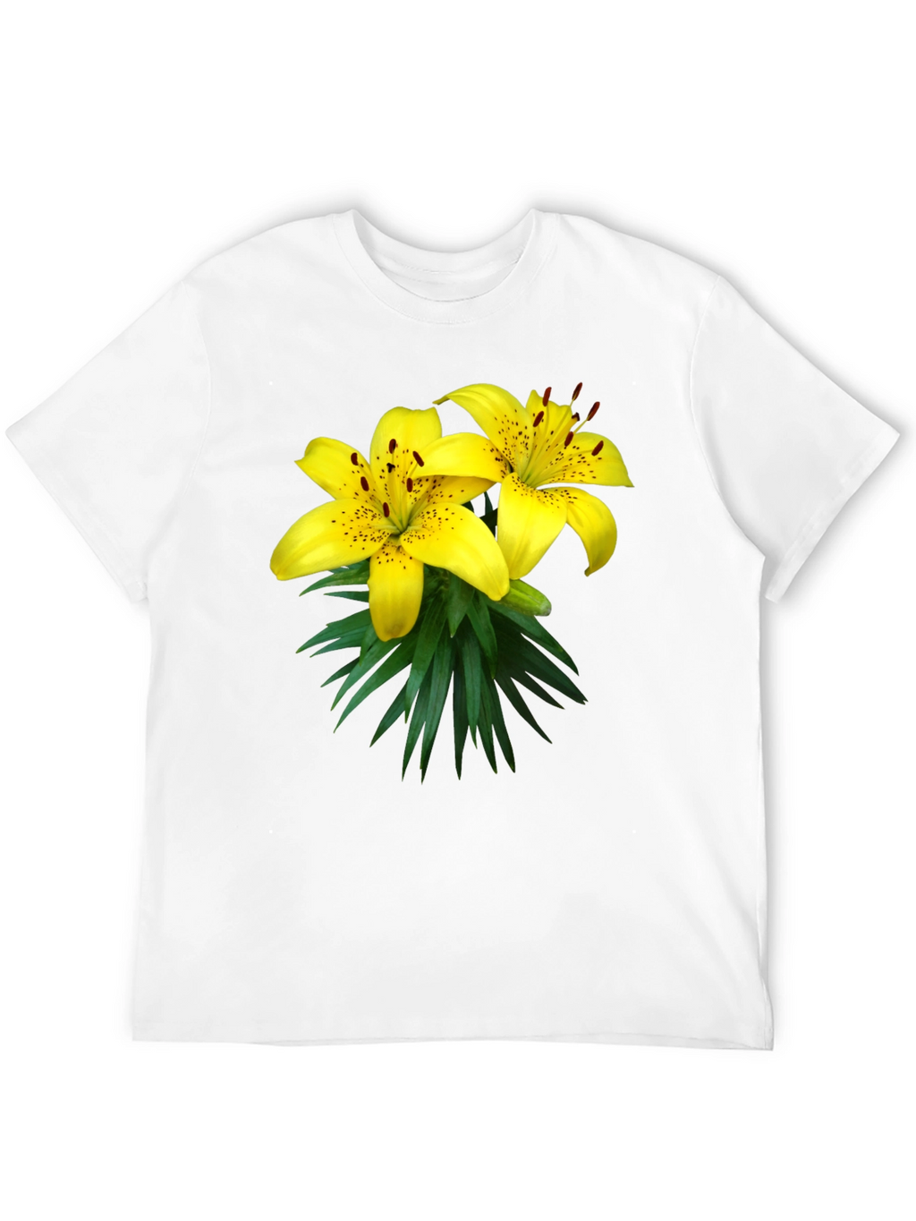 Black T-Shirt with Yellow Lily Graphic