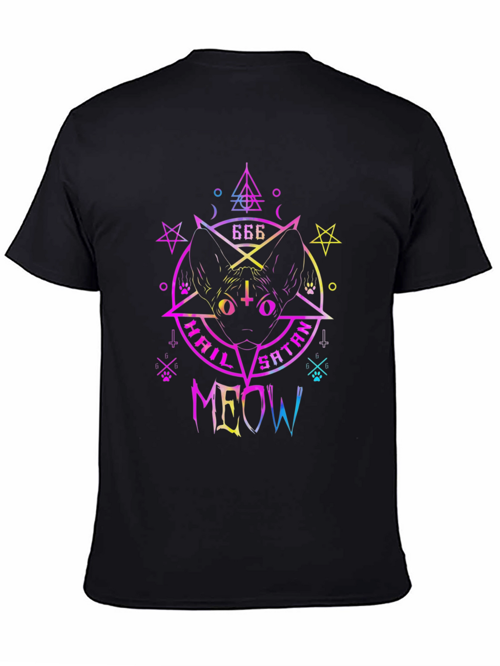 Hail Satan Meow T-Shirt - Cat & Occult Design