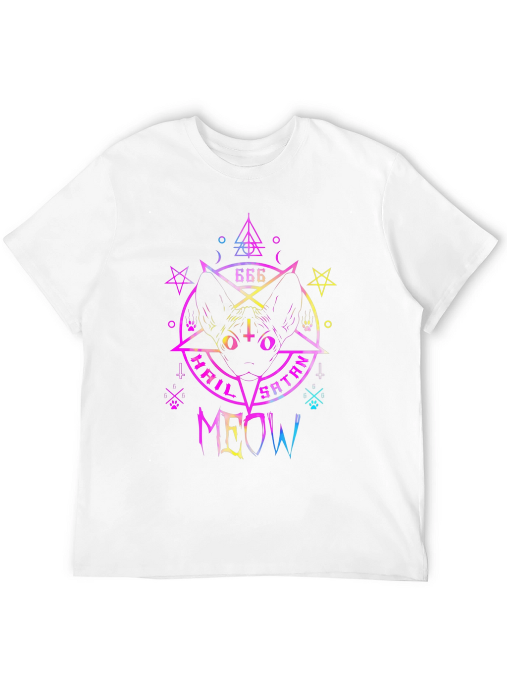 Hail Satan Meow T-Shirt - Cat & Occult Design