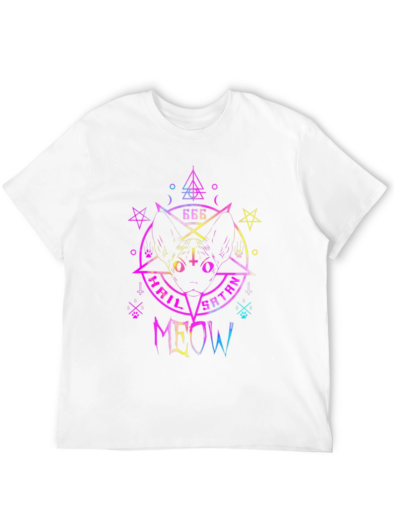 Hail Satan Meow T-Shirt - Cat & Occult Design