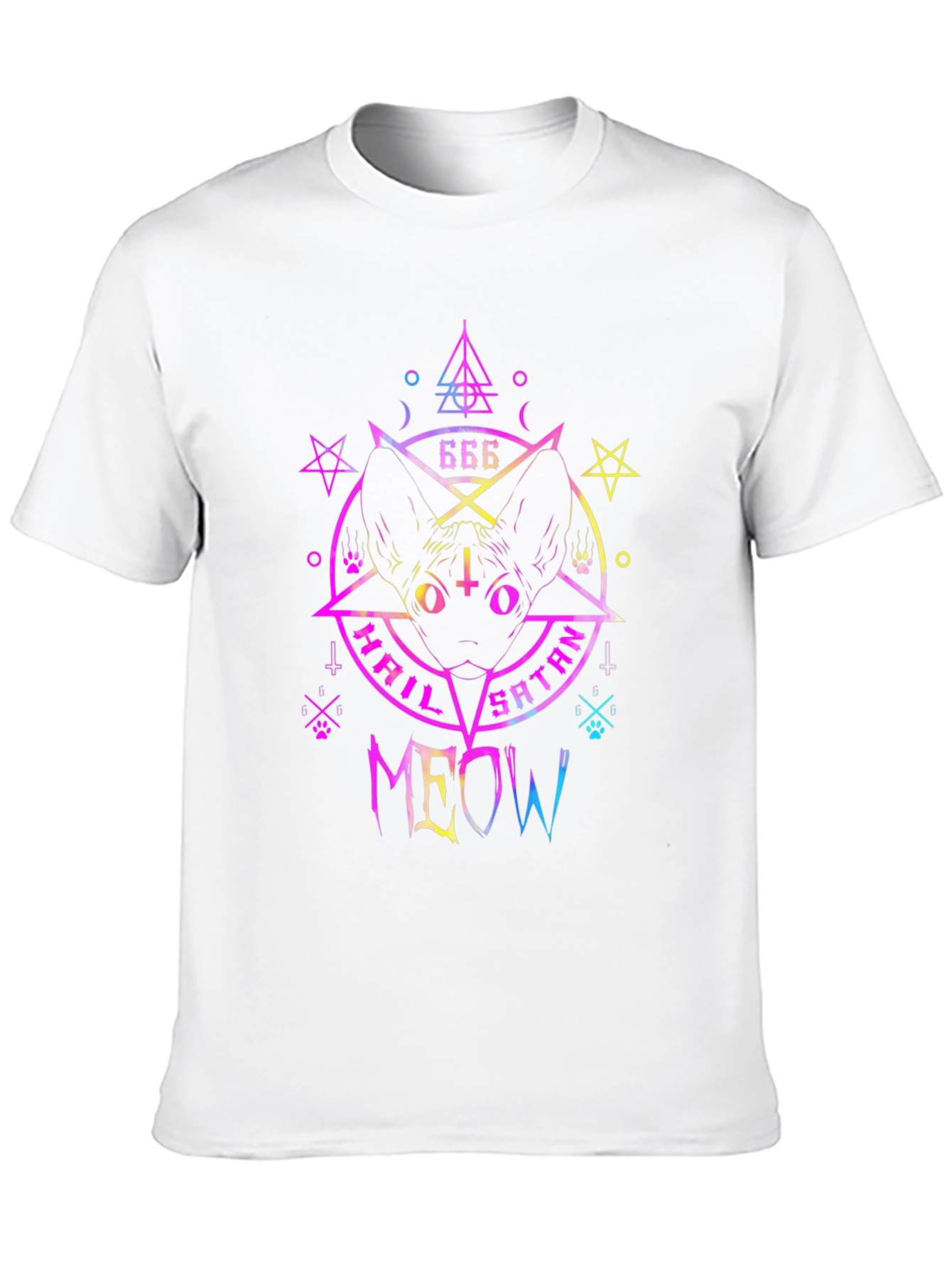 Hail Satan Meow T-Shirt - Cat & Occult Design