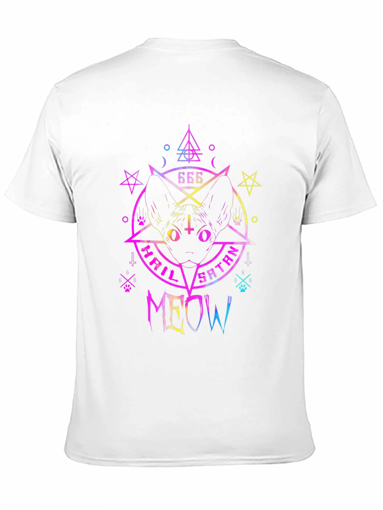 Hail Satan Meow T-Shirt - Cat & Occult Design