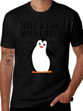 Just a Girl Who Loves Penguins T-Shirt - Black