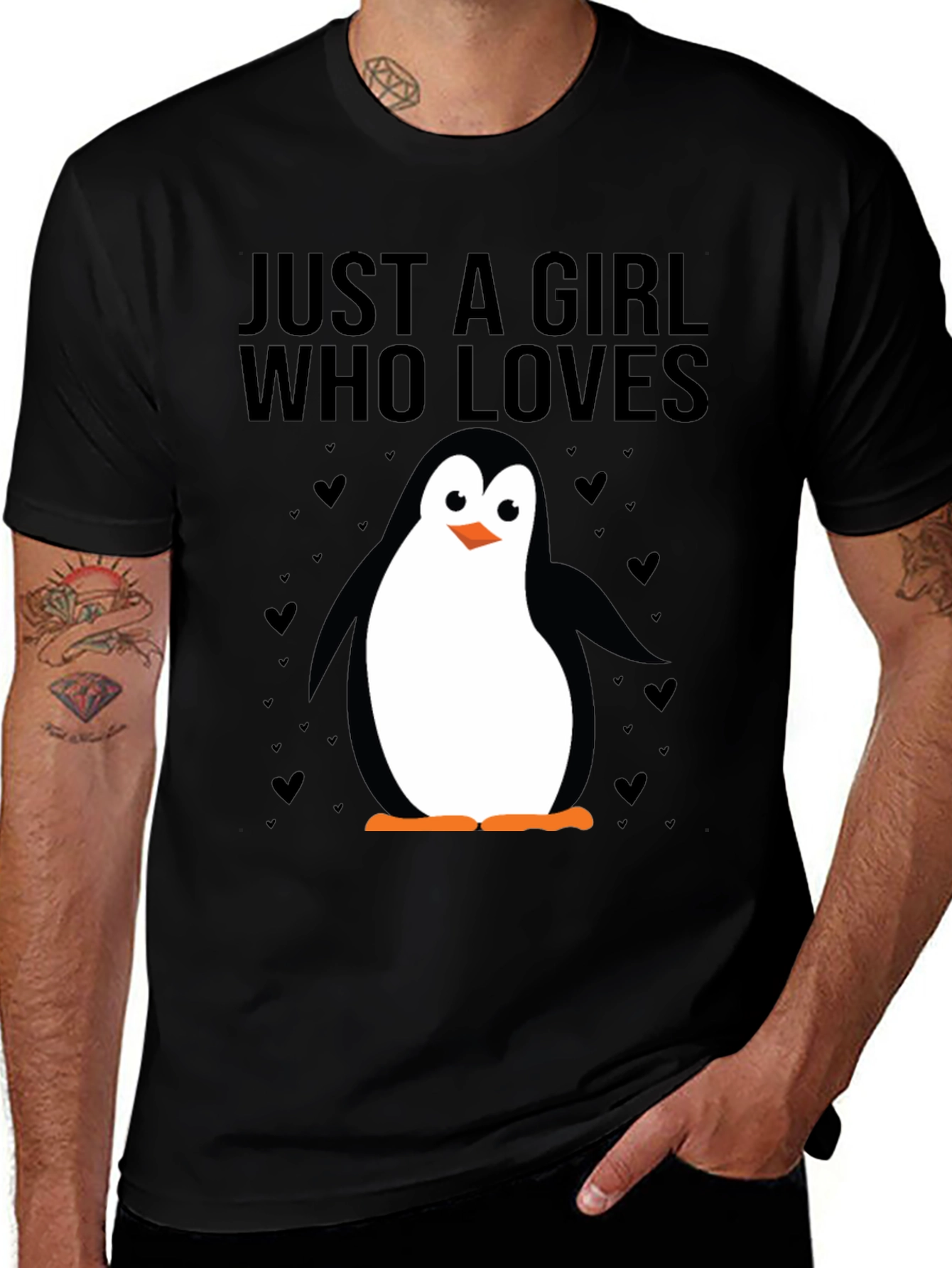 Just a Girl Who Loves Penguins T-Shirt - Black