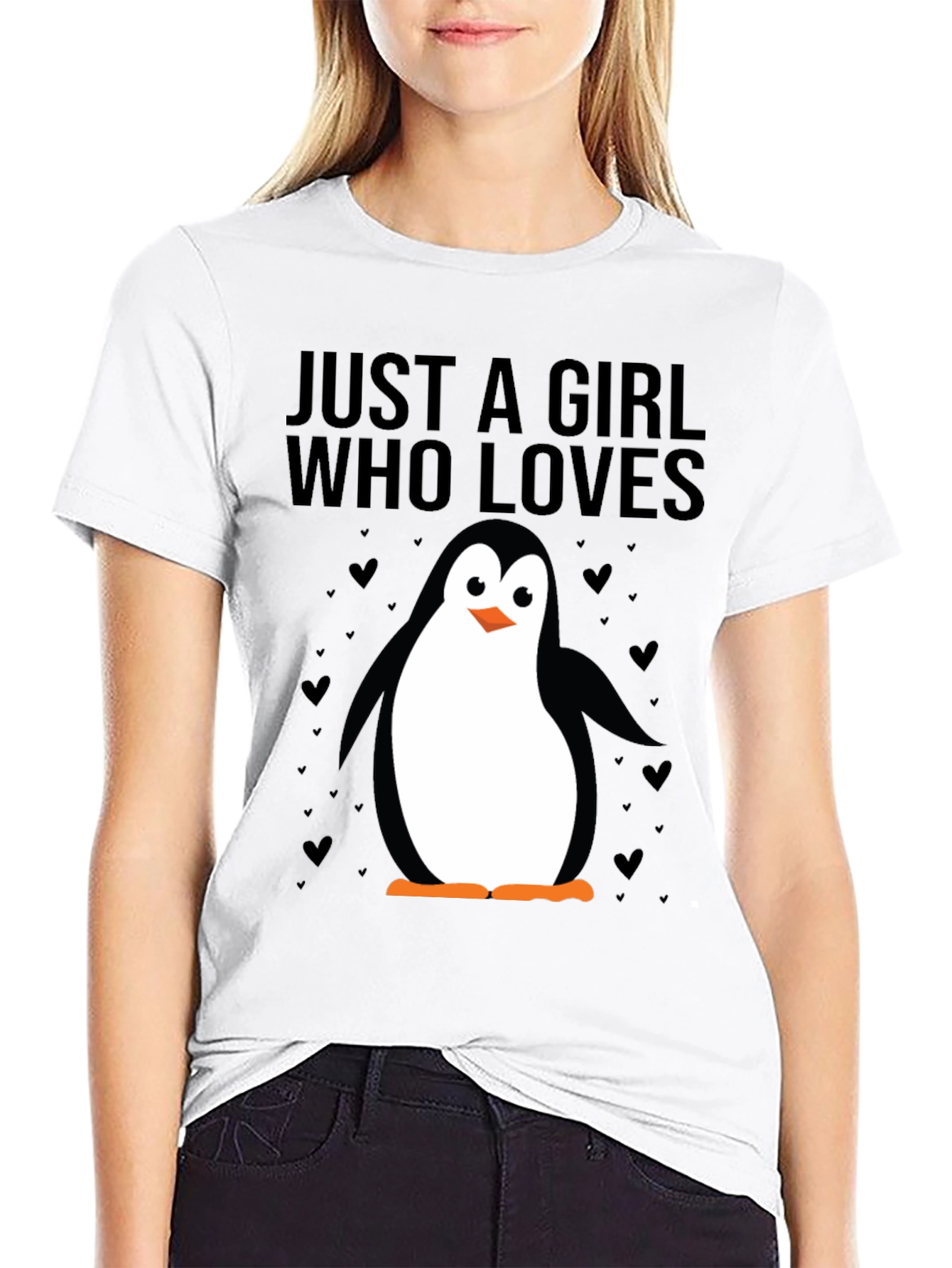 Just a Girl Who Loves Penguins T-Shirt - Black