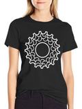 Geometric Circle Design Tee - Black Cotton Blend T-Shirt