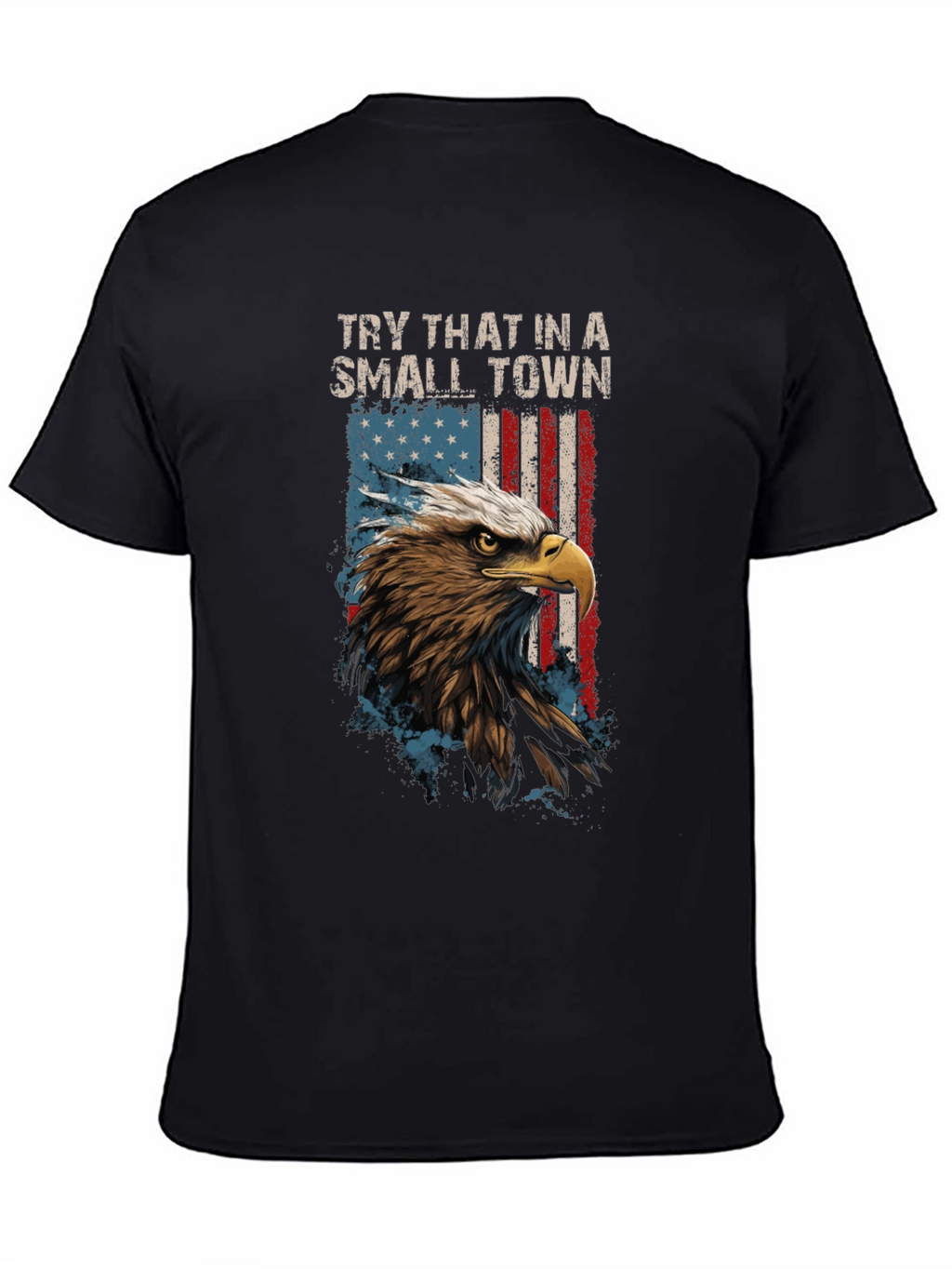 Eagle USA Flag Mens Black T-Shirt