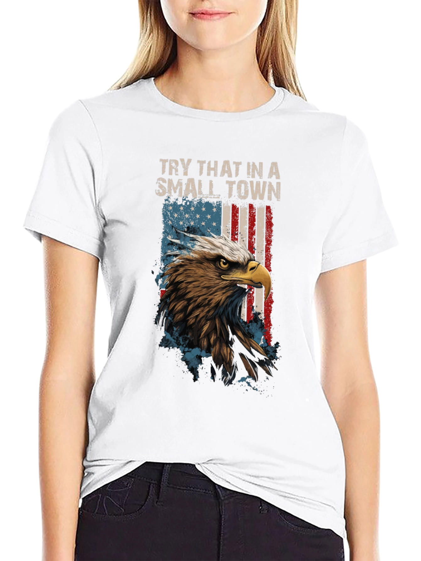 Eagle USA Flag Mens Black T-Shirt