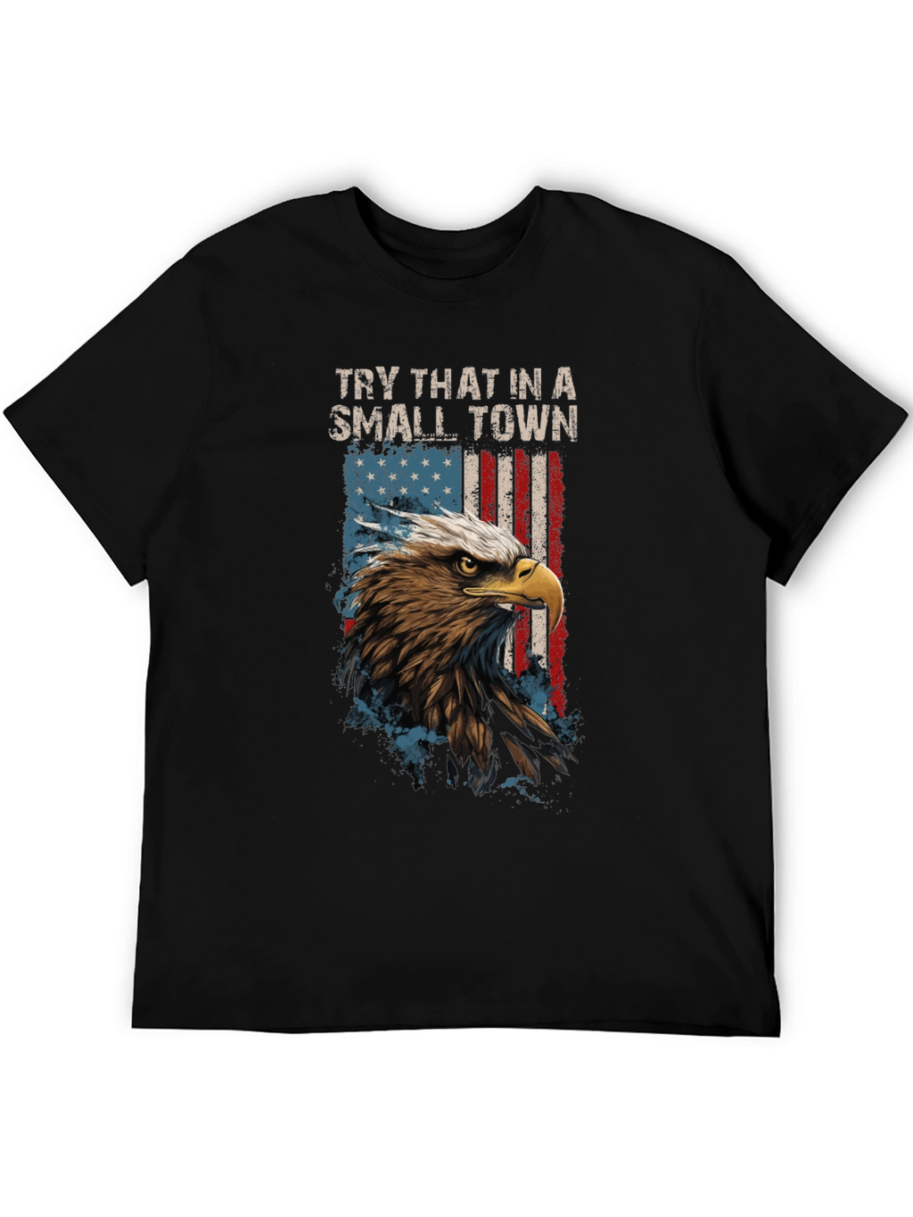 Eagle USA Flag Mens Black T-Shirt