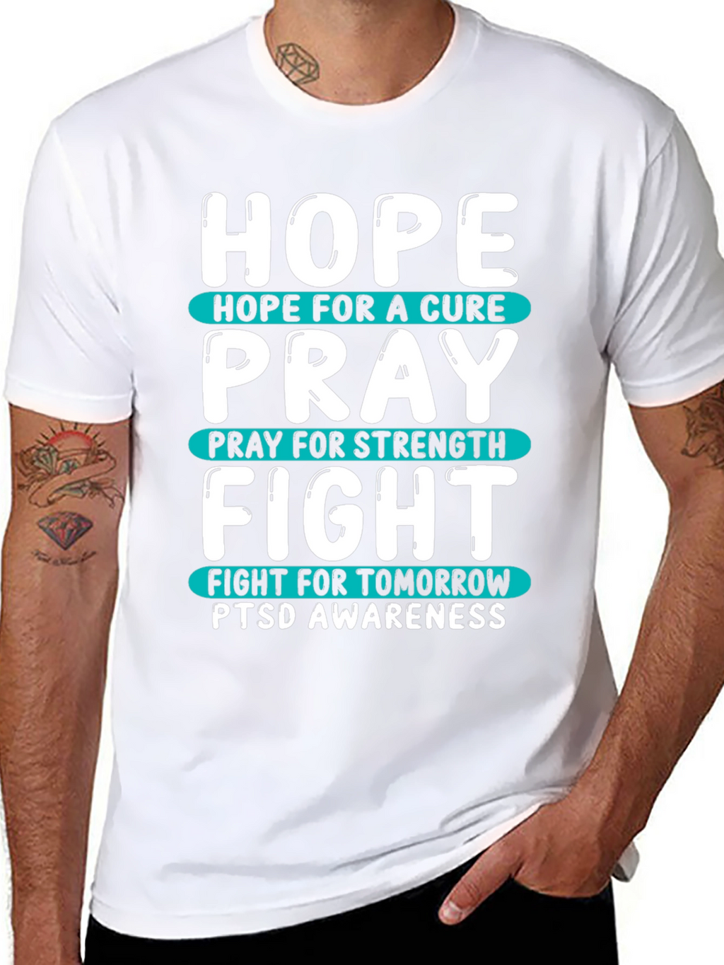 Hope Pray Fight PTSD Awareness T-Shirt