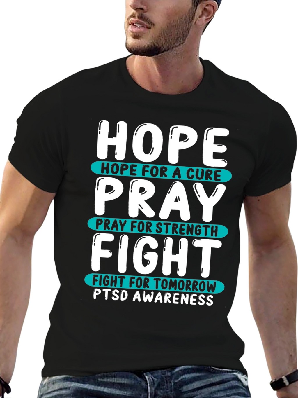 Hope Pray Fight PTSD Awareness T-Shirt