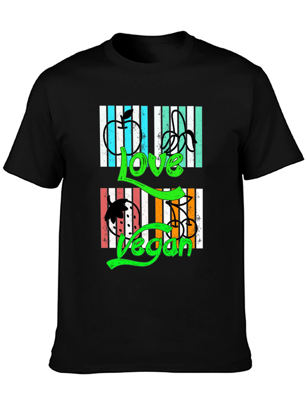 Love Vegan T-Shirt - Black Graphic Print