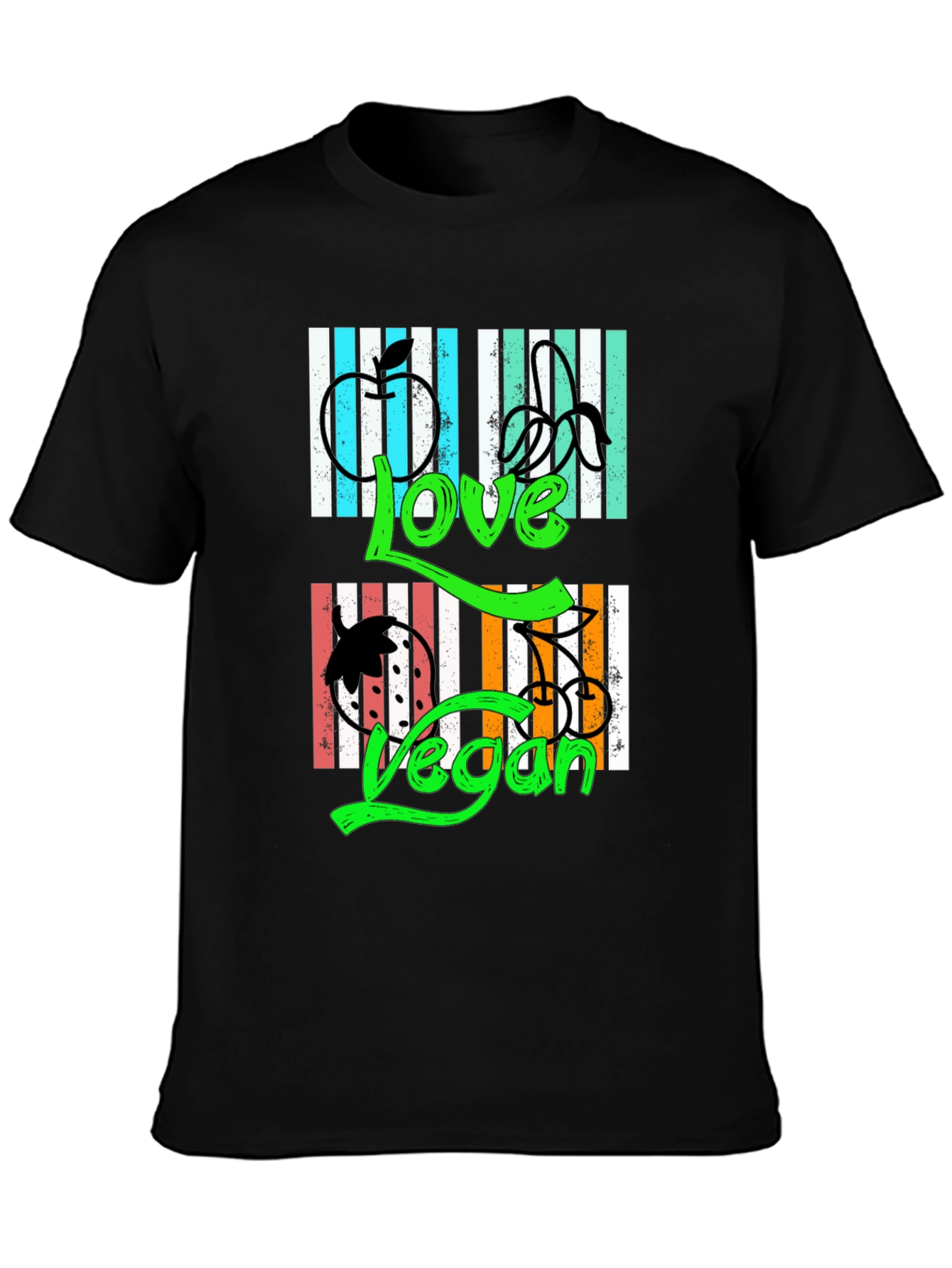 Love Vegan T-Shirt - Black Graphic Print