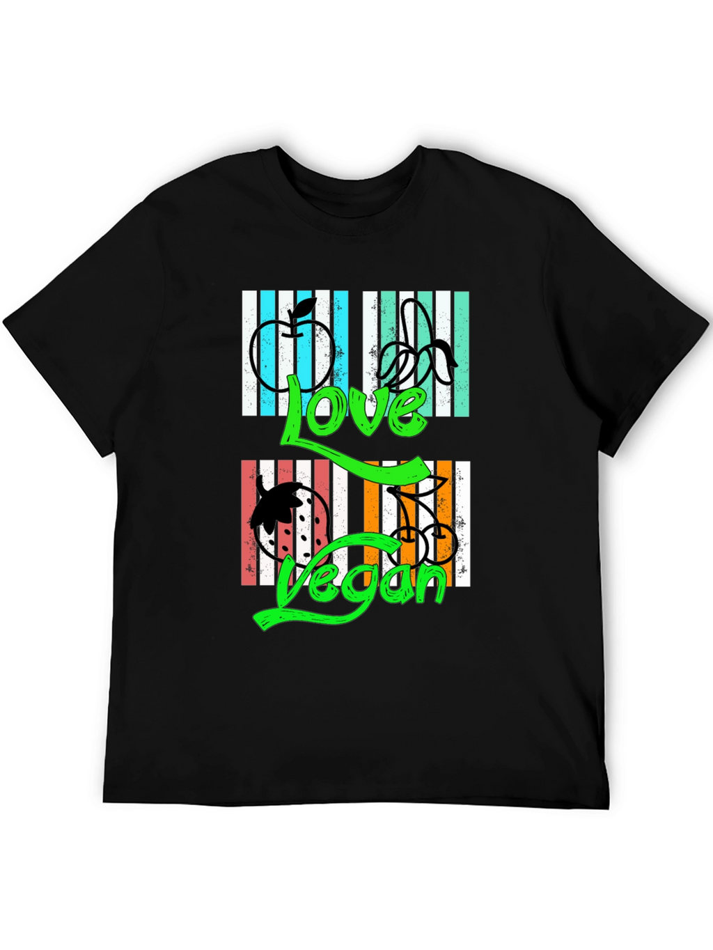 Love Vegan T-Shirt - Black Graphic Print