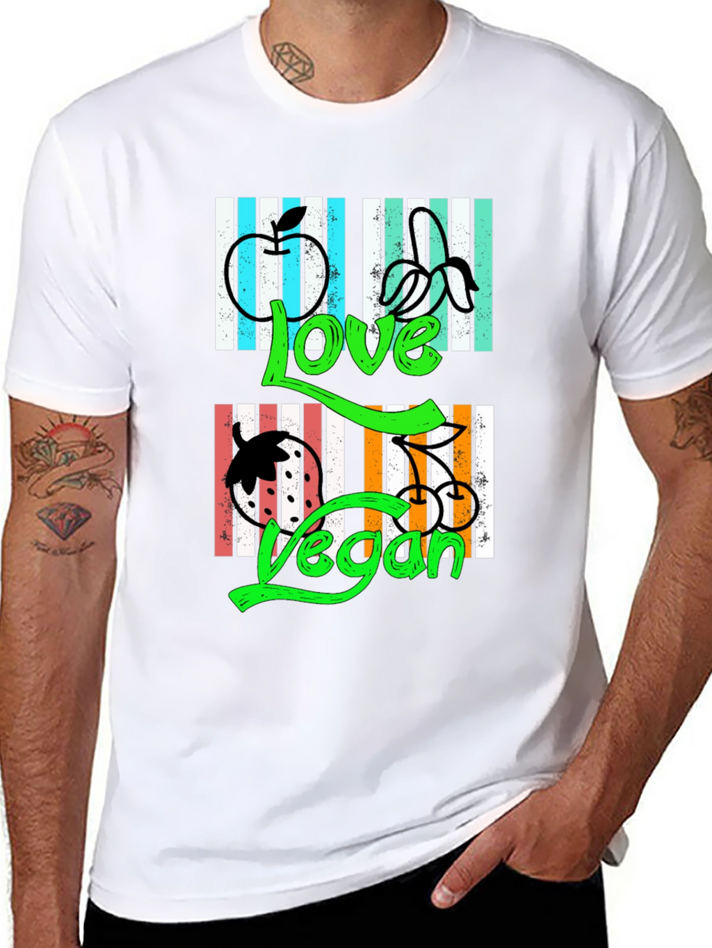 Love Vegan T-Shirt - Black Graphic Print
