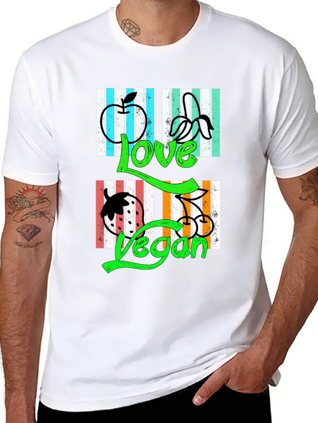 Love Vegan T-Shirt - Black Graphic Print