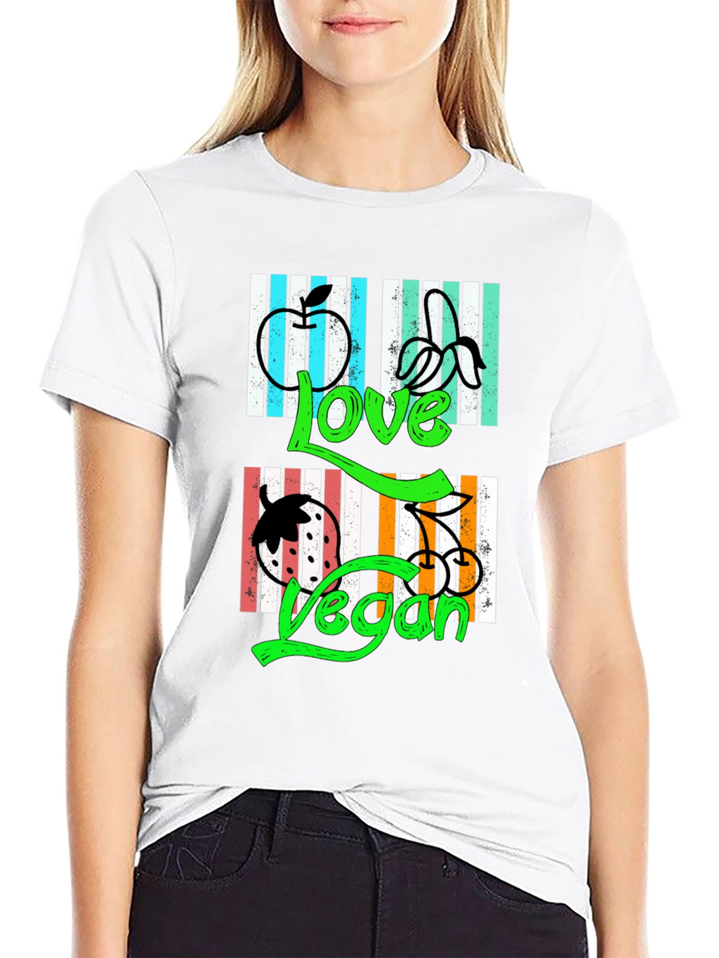 Love Vegan T-Shirt - Black Graphic Print