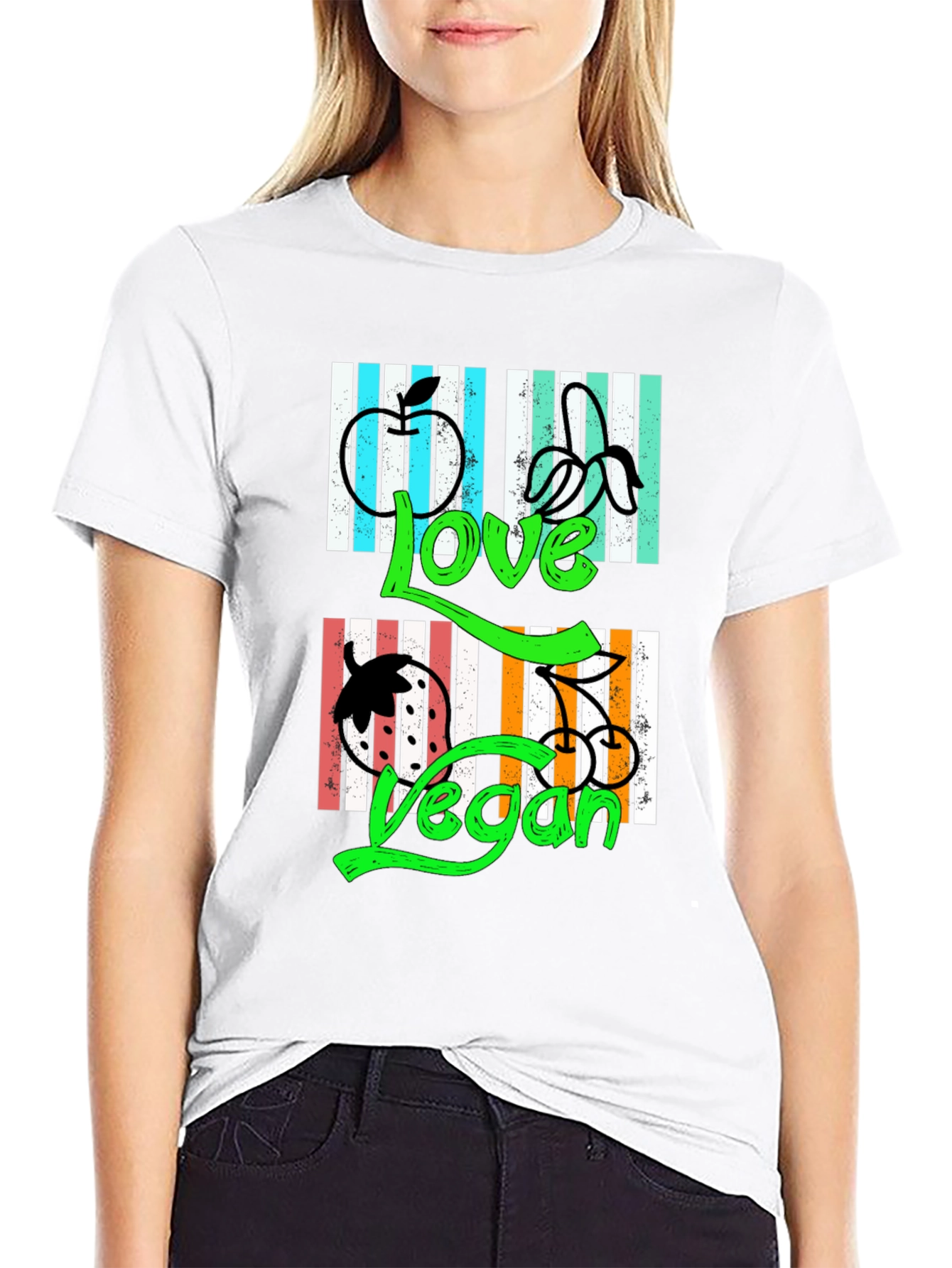 Love Vegan T-Shirt - Black Graphic Print