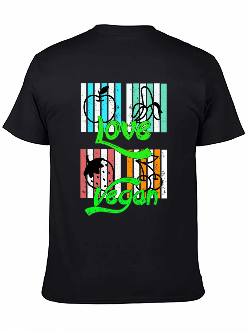 Love Vegan T-Shirt - Black Graphic Print