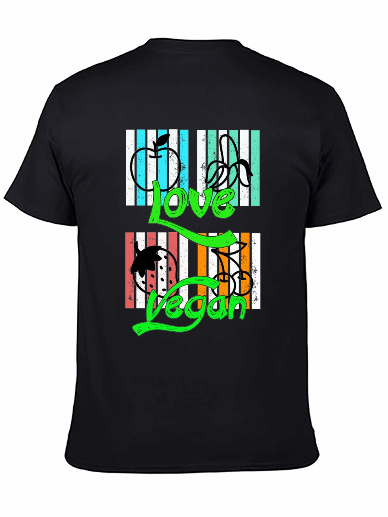 Love Vegan T-Shirt - Black Graphic Print