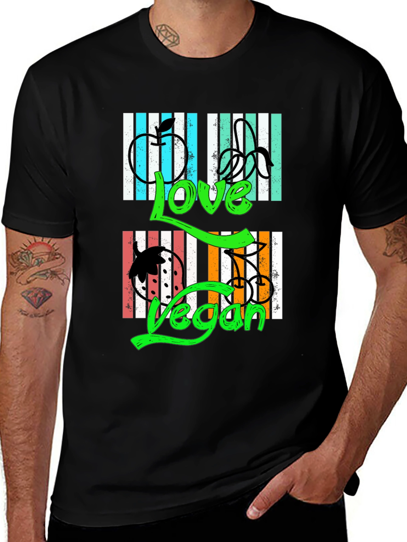 Love Vegan T-Shirt - Black Graphic Print