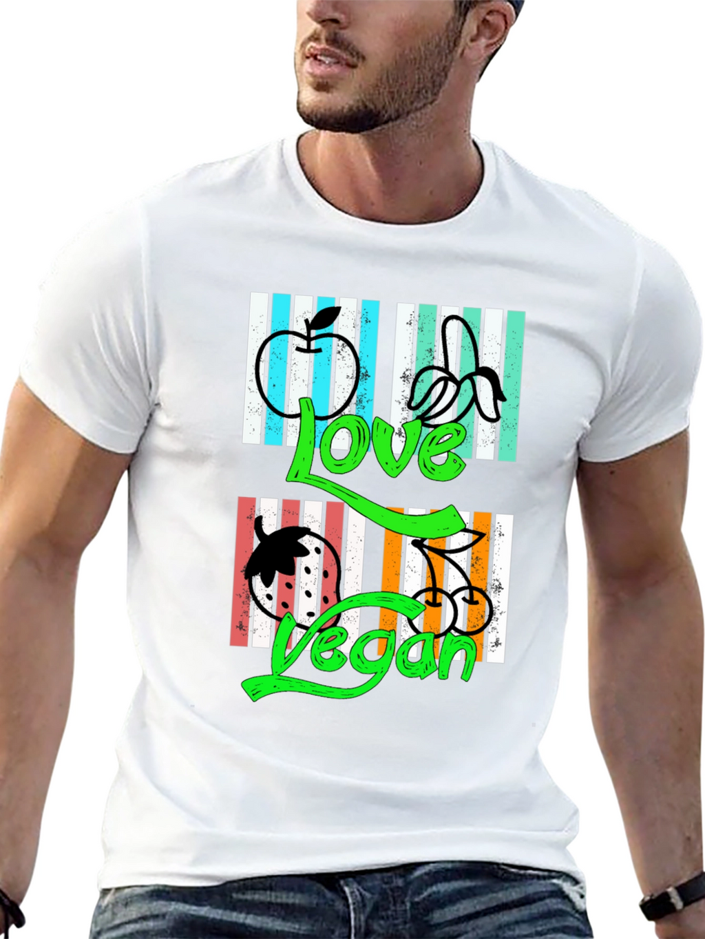 Love Vegan T-Shirt - Black Graphic Print
