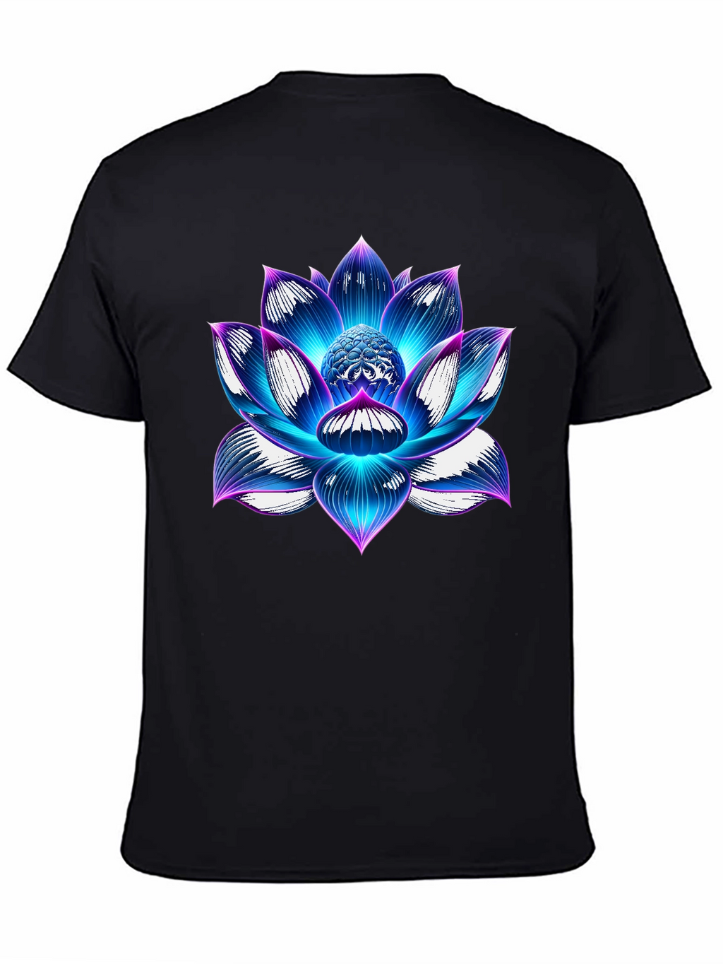 Blue Lotus Flower Graphic T-Shirt - Artistic Design