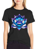 Blue Lotus Flower Graphic T-Shirt - Artistic Design