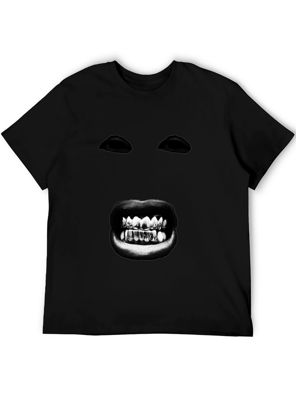 Mysterious Face Graphic T-Shirt - Bold Black Tee